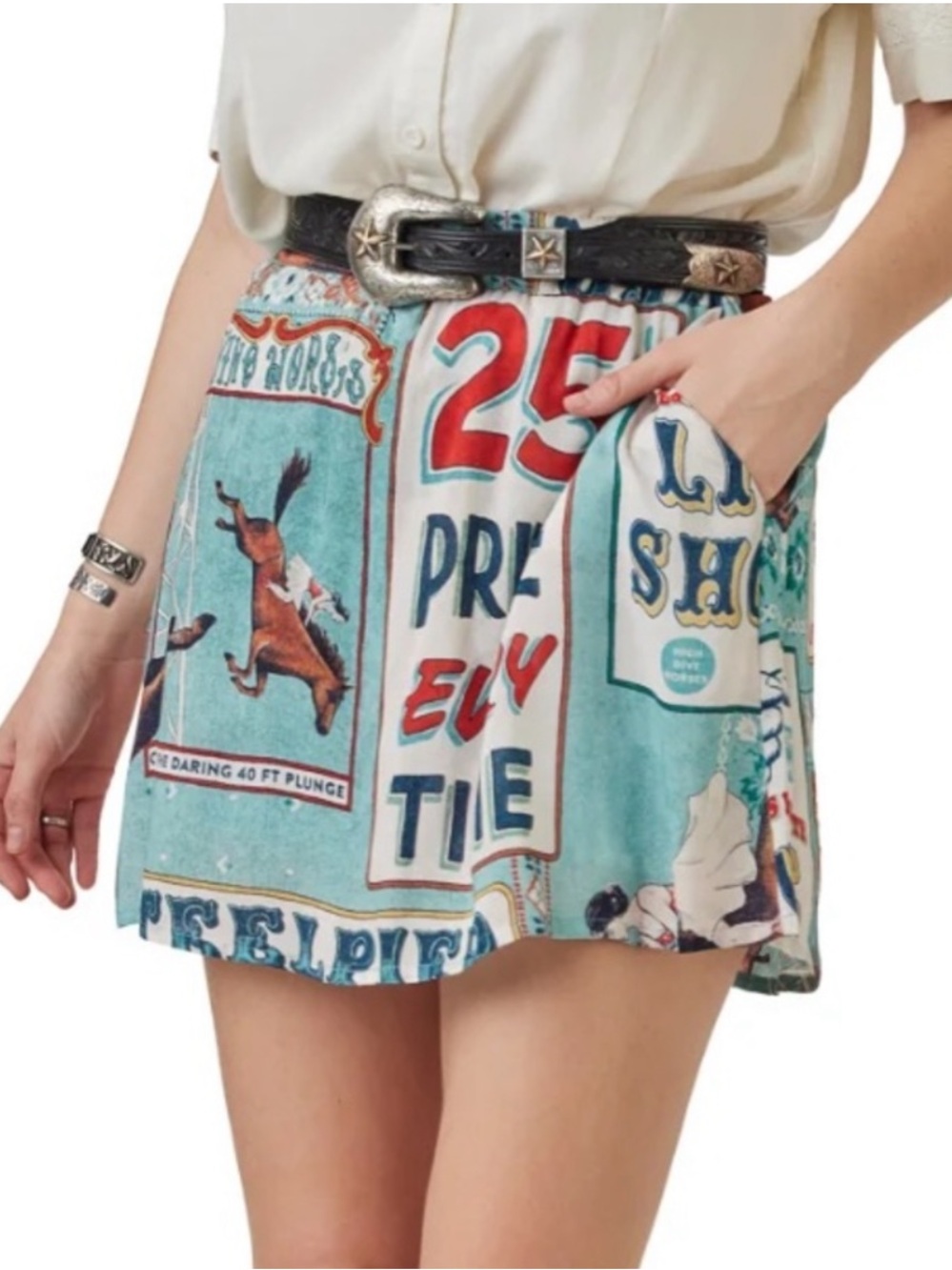 Double D Ranch Traveling Show Circus Print Skort Size XL